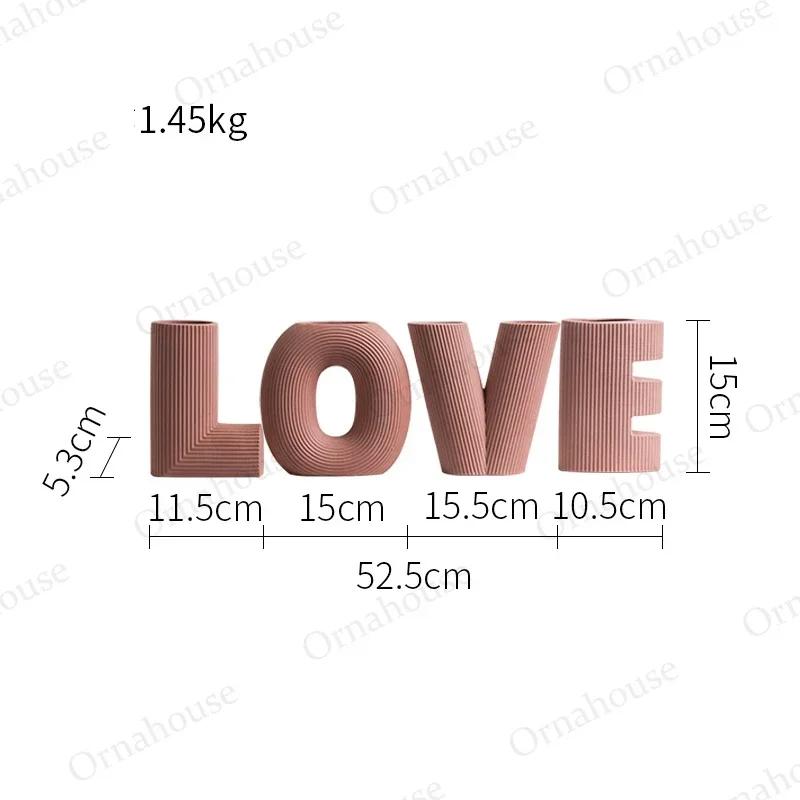 Nordic Ceramic Vases 4-piece Love Vases Living Room Flower Arrangement Decoration Home Decoration Flower Pot Gifts Korean Style