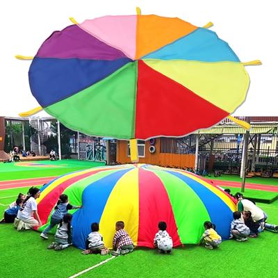 Parachute Toy for Kids, Rainbow Parachute Wind Tent Toy with Handle for Kids Children Cooperative Play and Playgrounds