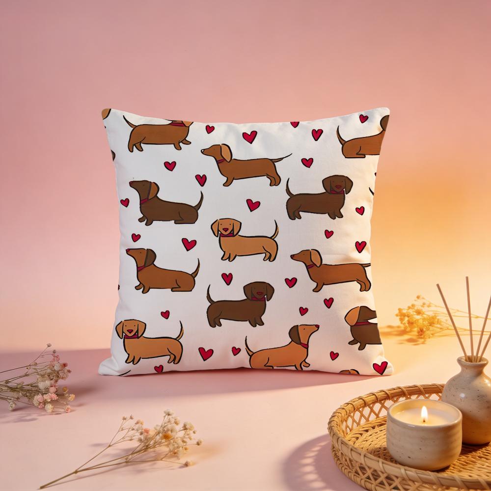 Funny Sausage Dog Print Cushion Cover Comfortable Durable Pillow Cover MultiScene for Home Office Car Sofa