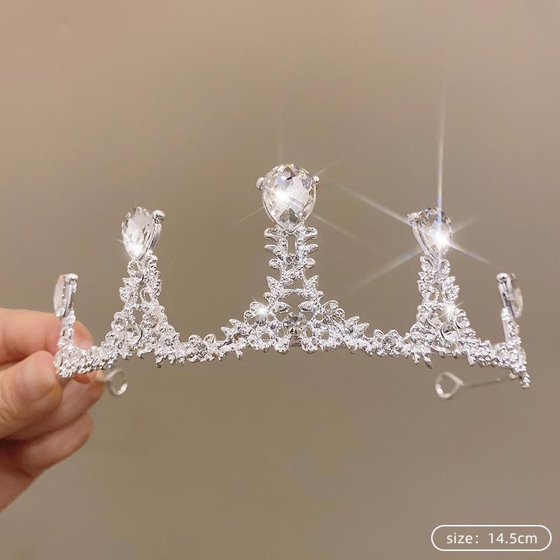 Children's Princess Crown Crystal Tiara Girls Hair Accessories High-end Atmosphere Dance Performance Birthday Gift Crown Bridal