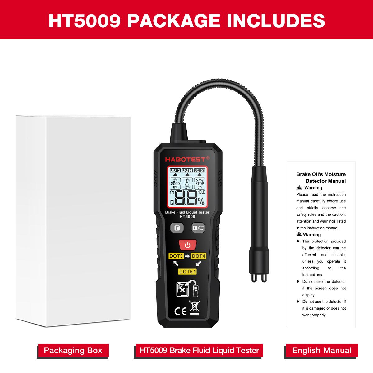 

Digital Brake Fluid Tester Auto Car Brake Oil Detector for DOT3/DOT4/DOT5.1 Backlight Flexible Probe Brake Oil Moisture Analyzer