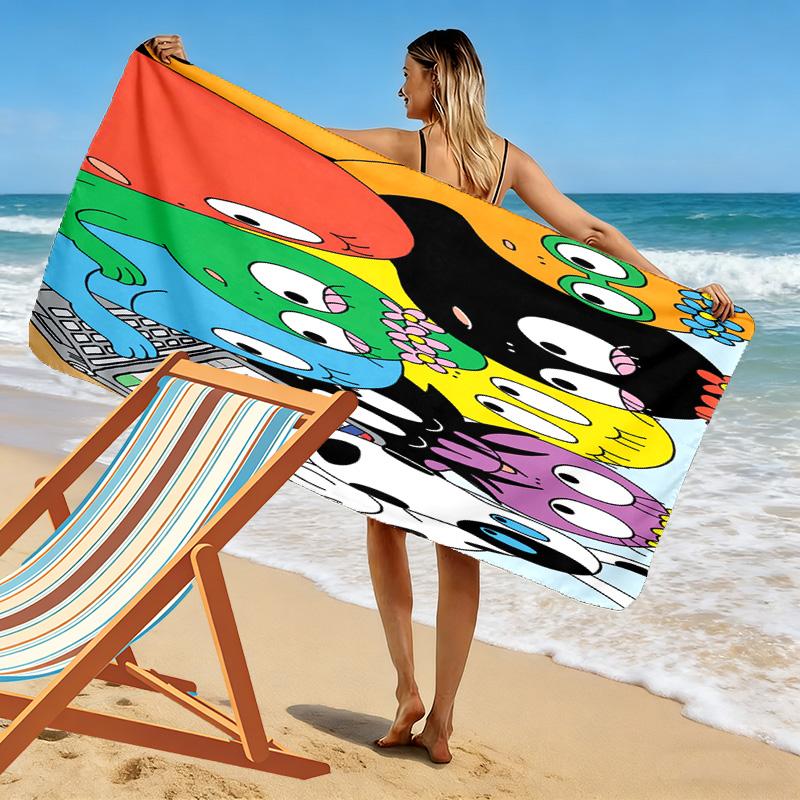 Barbapapa Family Print Beach Towel, Large Soft Quick Dry Towel for Beach Camping Swimming