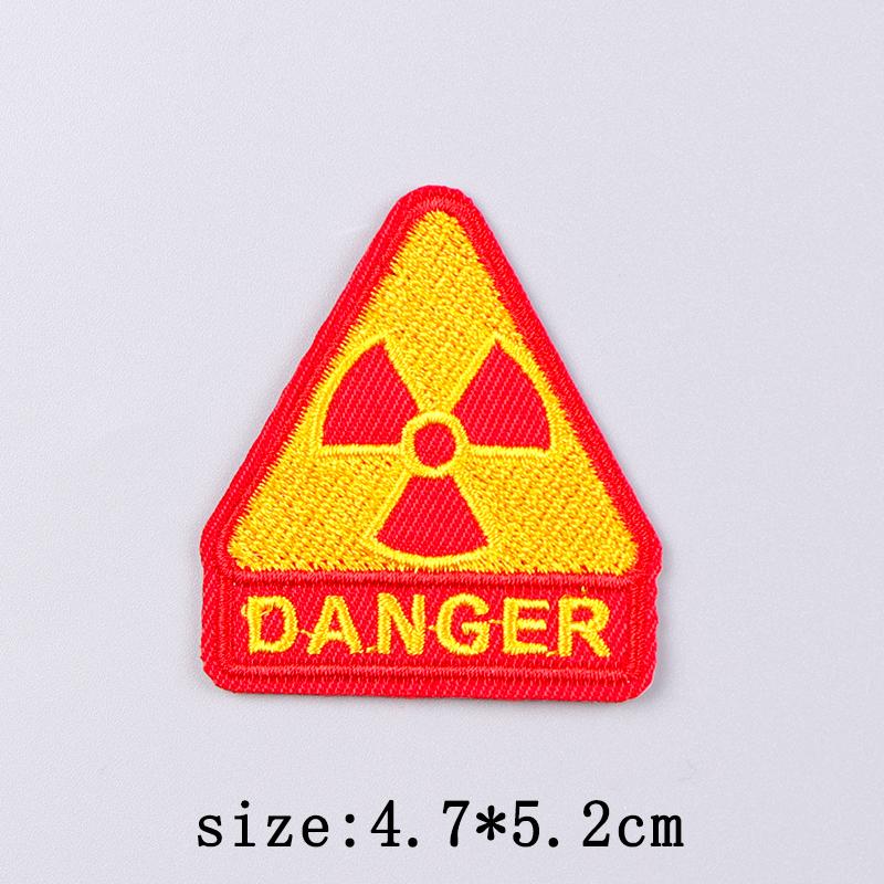 Warning Embroidery Patch Iron On Patches For Clothing Danger Prohibit Sign Embroidered Patches For Clothes Nuclear Marker Badges