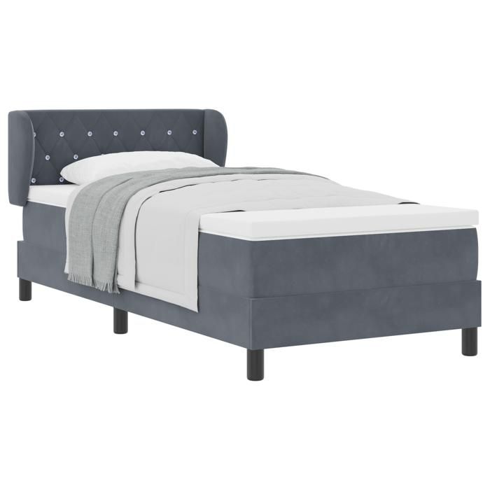 VidaXL Lit à ressorts ensachés avec matelas gris foncé, 100x200 cm, velours 3340323