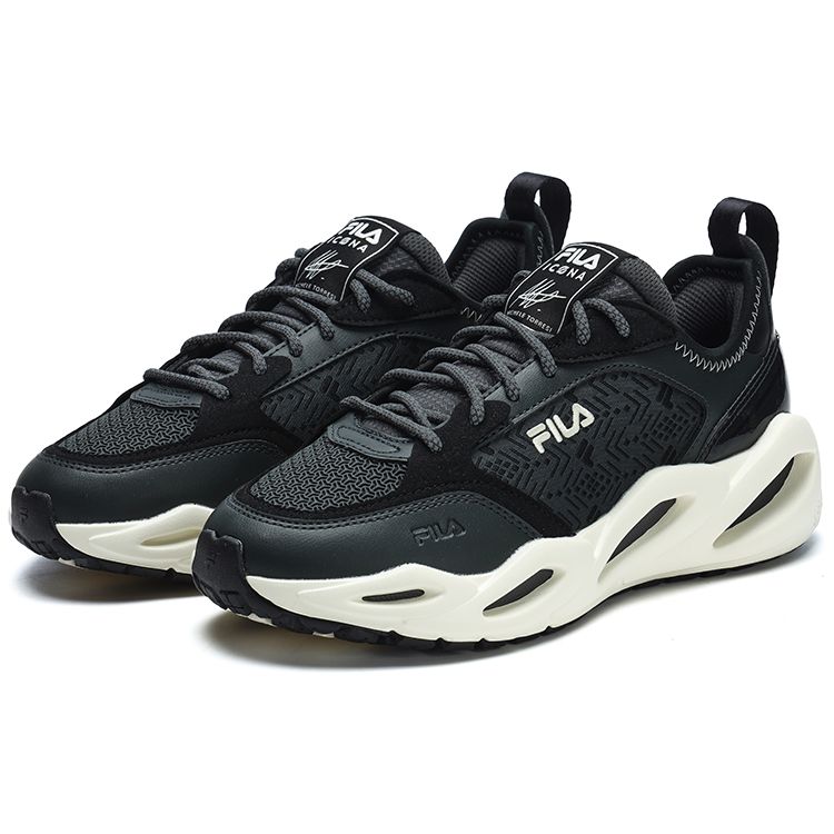 FILA Crypto Fabric Synthetic Leather TPU Comfortable Sports Wear Resistant Low Top Lifestyle Shoes Women sneaker Black F12W313101FUB