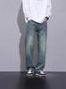 American retro jeans men's trendy brand loose straight spring and autumn new high street washed casual wide-leg trousers