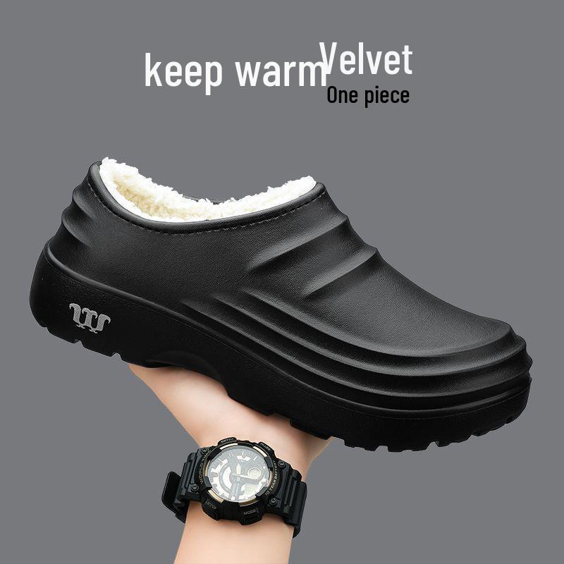 Men's Waterproof Non-Slip Black Leather Chef Shoes - Oil-Proof, Wear-Resistant, Soft Sole Slip-On for Kitchen Work