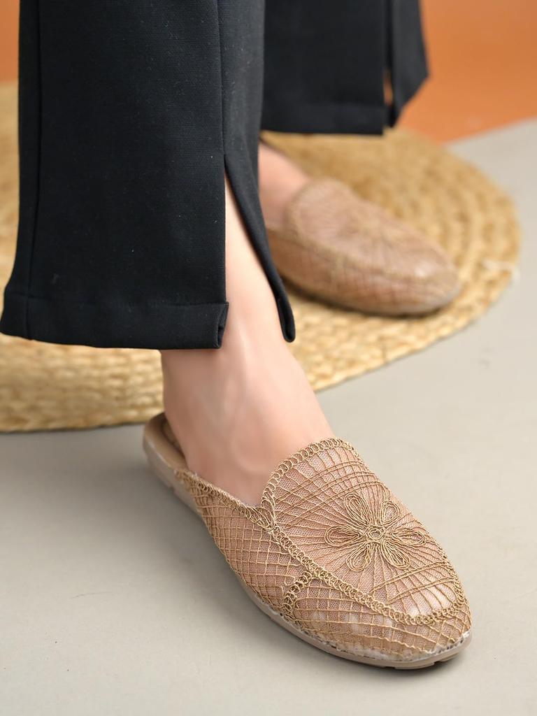Sheotopia Women Stylish Belly Mules | Slip-On Closed Toe Casual Flats for Office & Daily Wear Loafers