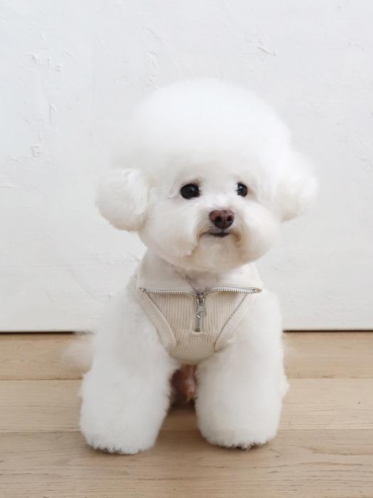 Chiot Soft Sleeveless Half Zip-up (Soft Cream)