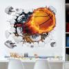 Wall Stickers 3D Basketball Break Through The Wall Vinyl Soccer Decals Murals Art Sticker for Kids Bedroom
