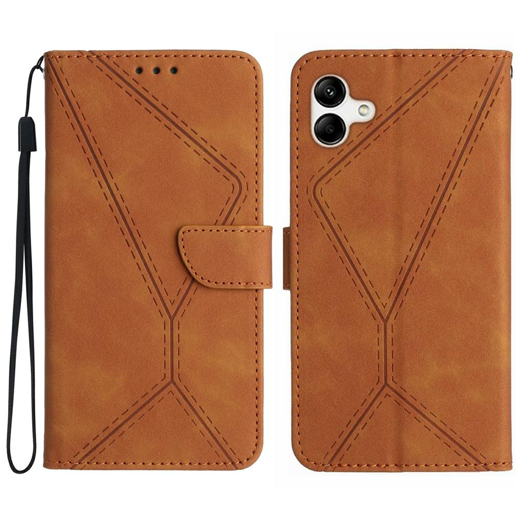 For Samsung Galaxy A06 5G Case Skin Touch Lines Imprinted PU Leather Flip Phone Cover