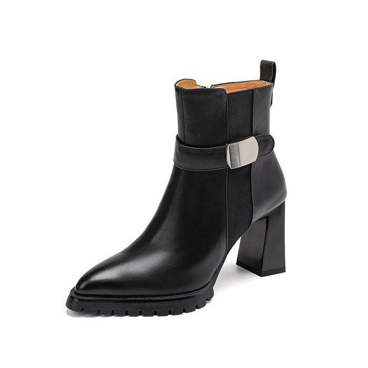 

Square head thin Martin boots women s outer wear 2025 autumn and winter new fashion single boots rear zipper high heel short boots thick heel 39