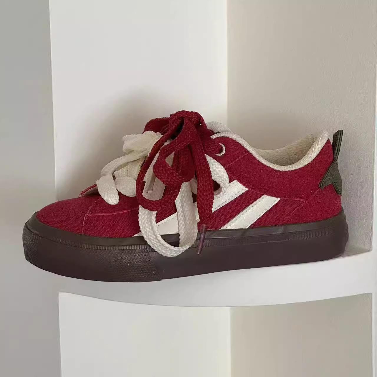 

High-value retro versatile platform tomato canvas shoes 2025 new autumn women s breathable white shoes casual shoes 40 красный