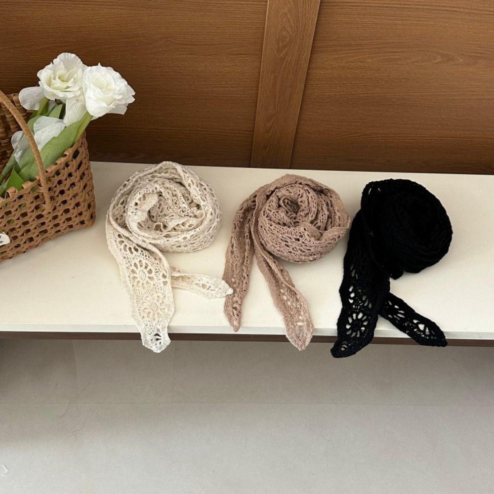 Ethnic Style Hollow Out Lace Shawl White Crochet Flower Scarves Elegant Fart Curtain Female