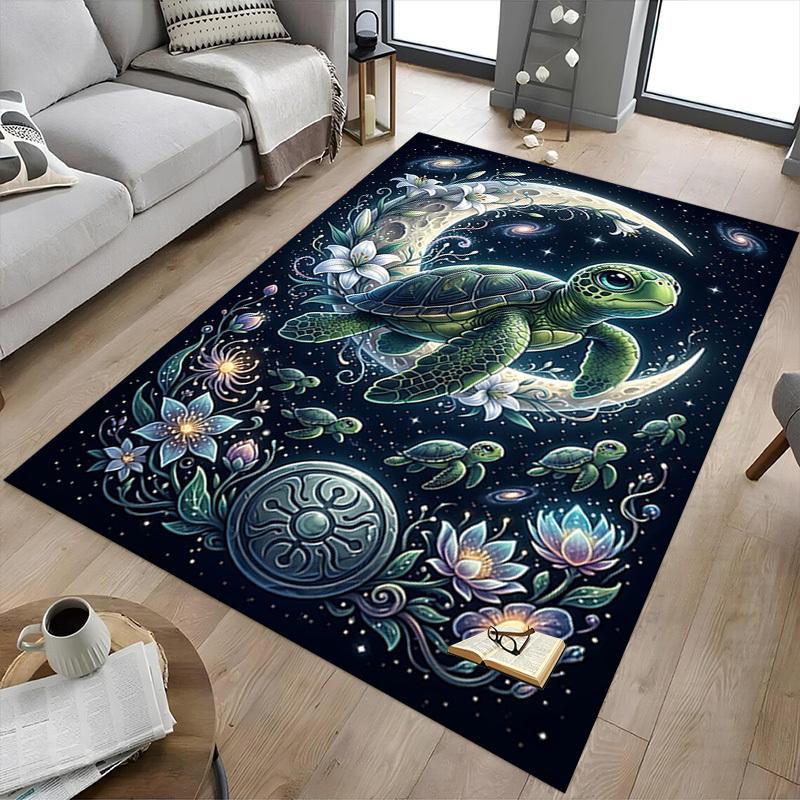1PC Turtle Flowers Extra Large Non-Slip Floor carpet, Office, family, bedroom, Studio - Large Area Rug,Longlasting Material-K0412