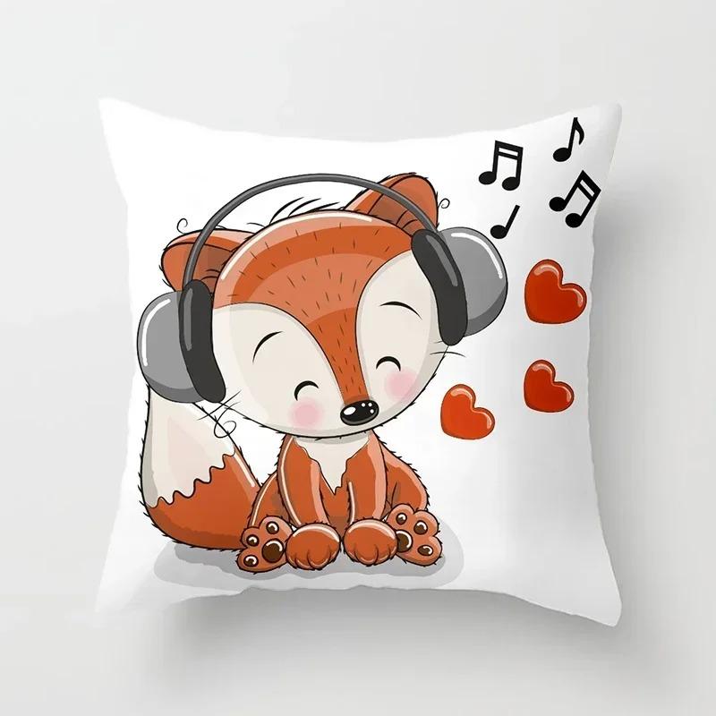 Cartoon Fuchs Tierdruck Kissen Kissenbezug Dekokissenbezug