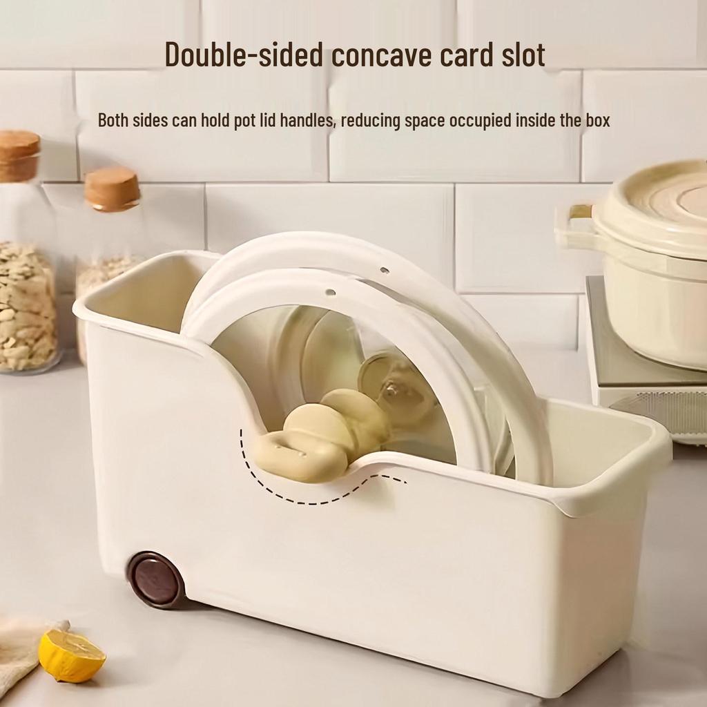 Rolling Kitchen Organizer: Pot & Lid Holder, Spice Rack, Countertop & Cabinet Storage Box