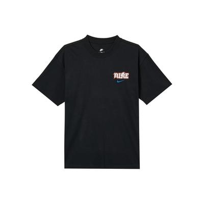 Men's Black Cotton Short-Sleeve T-Shirt with Crew Neck and Letter Print FZ5386-010