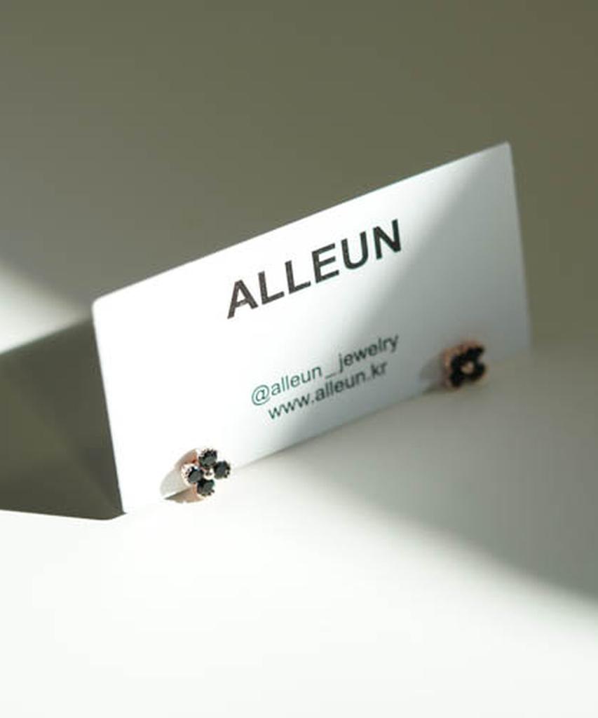 Alleun 925er Silber Onyx Edelstein Kleeblatt Silber Ohrringe