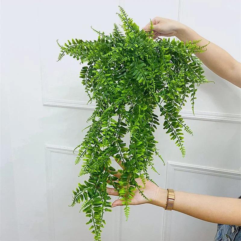 90Cm Persian Fern Leaves Vines Home Room Decor Hanging Artificial Plant Plastic Leaf Grass Wedding Party Wall Balcony Decoration