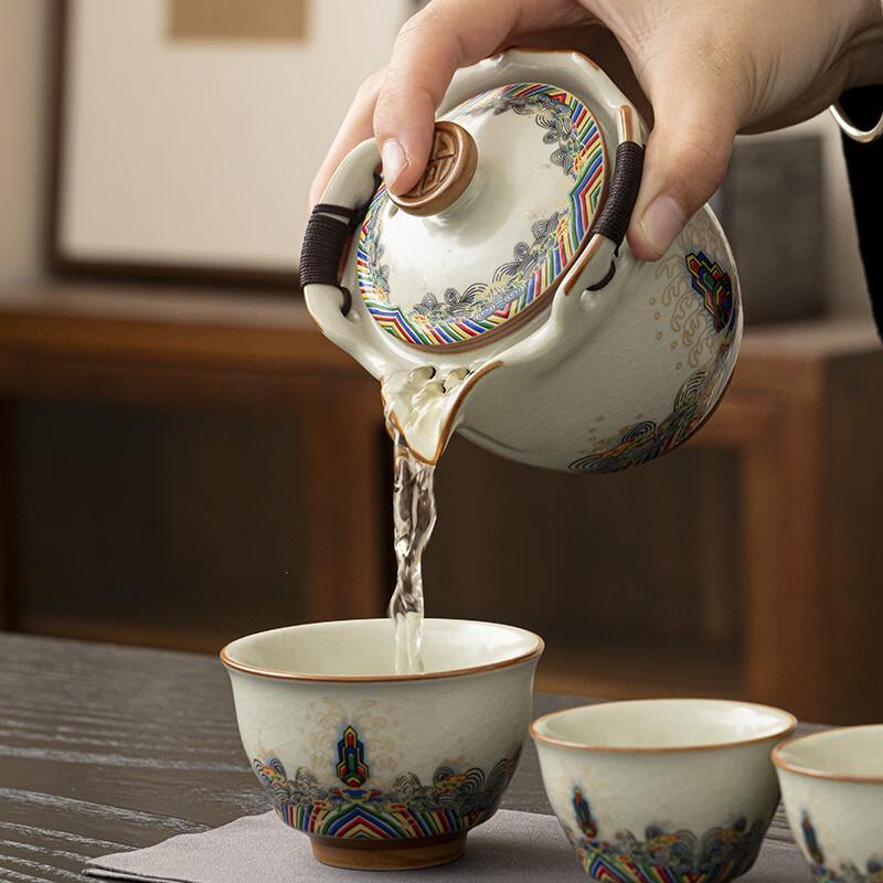 Tangfeng Ru Kiln Portable Travel Tea Set