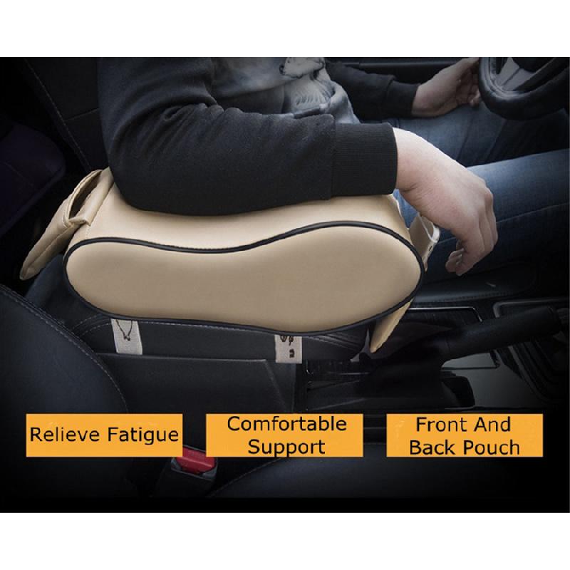 Leather Sponge Car Truck Center Armrest Heighten Pad Storage Bag