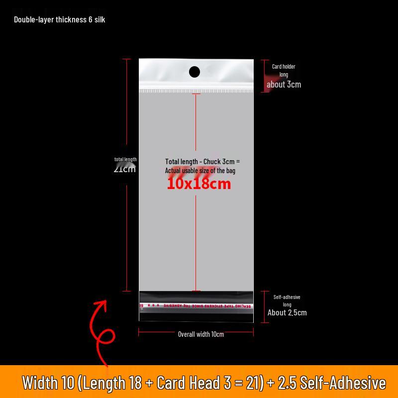 Self-Adhesive Transparent Jewelry Earring Bags with Header and Hanging Hole