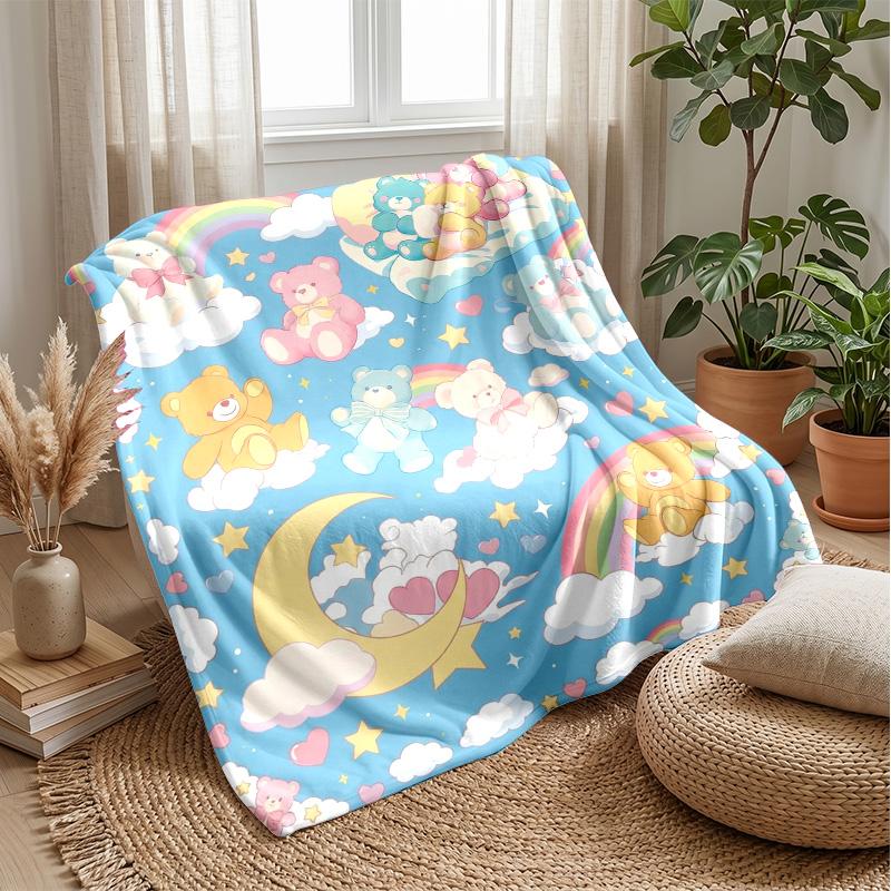 

Beach Bear Fun blanket Personalized Name Flannel Blanket Soft Cozy Plush Throw for Sofa Bed Lightweight Home Decor 75x90cm