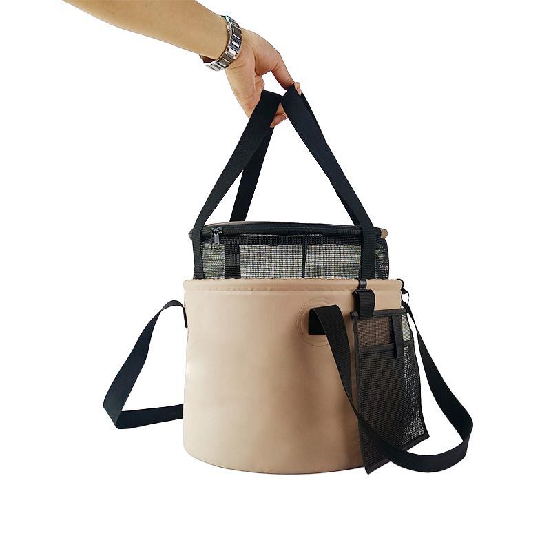 Faltbarer tragbarer PVC-Wassereimer Outdoor Camping Angeln Netztasche faltbar zum Waschen von Obst Freizeit Zuverlässige Ausrüstung