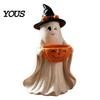 Detailed Resin Tabletop Figures Ghost Statue with Pumpkin Candy Bowl for Halloween Table Decor, Small Figurines Bedroom Cute Desktop Organizer Living