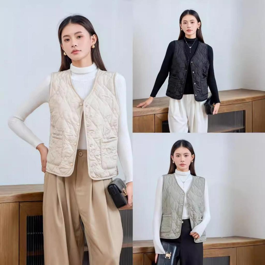 High End Quilted Vest Button Design for Autumn and Winter Windproof, Cold Proof, Warm Vest for Women's Casual Sports Vest