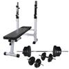 vidaXL Training Bench and Weight Rack Dumbbell Set 60.5 Kg