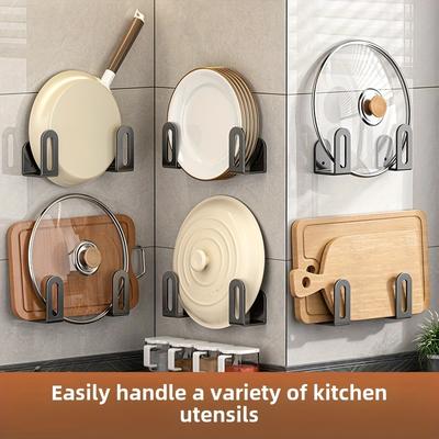 Lot de 2 Crochets Muraux en Acier Inoxydable, Porte-Ustensiles de Cuisine en Bois Facile à Installer, Rangement Multifonctionnel pour Cuisine, Chambre, Salle de Bain