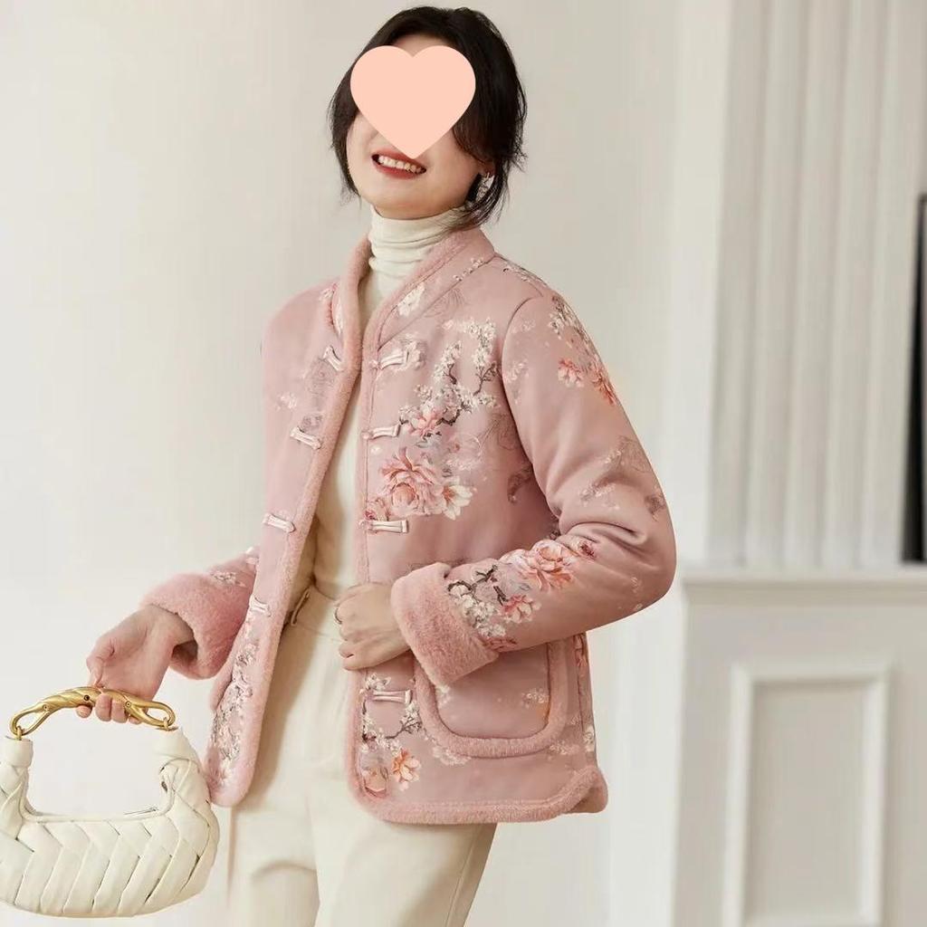 Retro Thickened Chinese Cotton Jacket with Frog Buttons and Fleece-Lining: Versatile Winter Outerwear