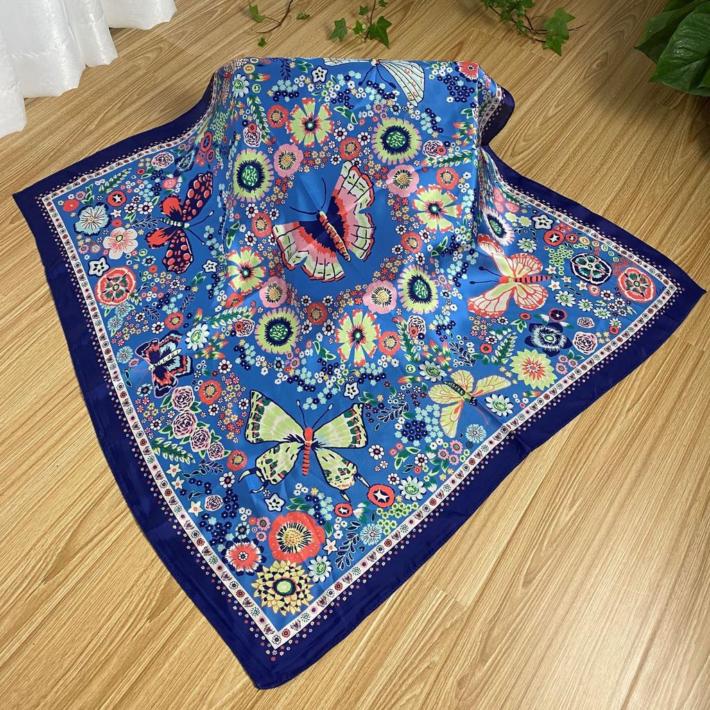 European and American style temperament fashionable small silk scarf simulation silk square scarf 71cm decorative small scarf pattern variety silk sca