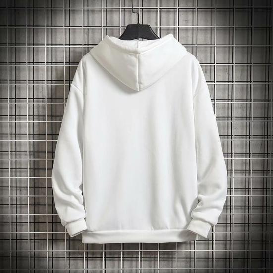 Men Coat Solid Color Hooded Hat Cardigan Soft Drawstring Thick Plus Size Casual Zip Up Winter Jacket Men Clothes
