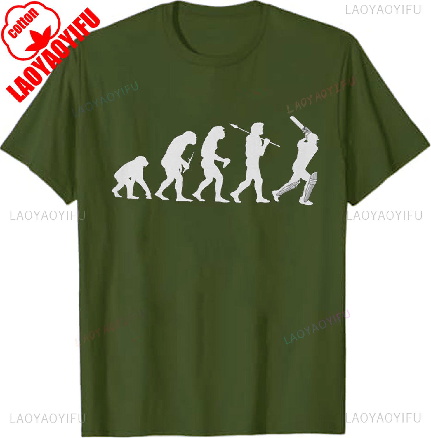 

Funny Men Gifts Evolution of Cricket T Shirt From Ape Through Prehistoric Man To Cricket Player Batting Summer Cotton Tee Tops 4XL