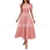 New European and American women's clothing fashion temperament high waist high waist short sleeve dress