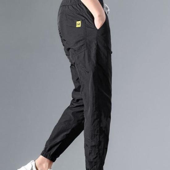 Sweatpants Mid-waisted Drawstring Elasticity Loose Breathable Daily Wear Spring Drawstring Ankle Tied Cropped Pants Everyday Life