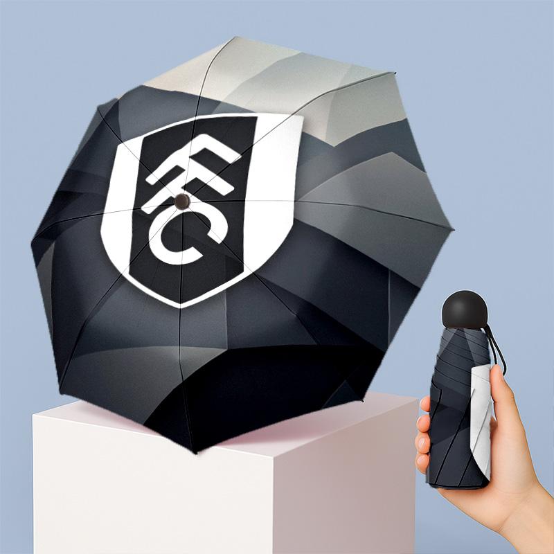 Fulham Football Pattern Printed Mini 5 Folds 8 Ribs Compact Umbrella Windproof Waterproof Lightweight Portable Folding
