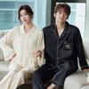 Couple Pajamas Spring and Autumn Ice Silk Long-sleeved Women's High-end Sense 1011 New Summer Men's Thin Loungewear Suit