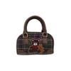 Artistic Retro Small Bear Embroidery Check Pattern Handbag For Outings Casual