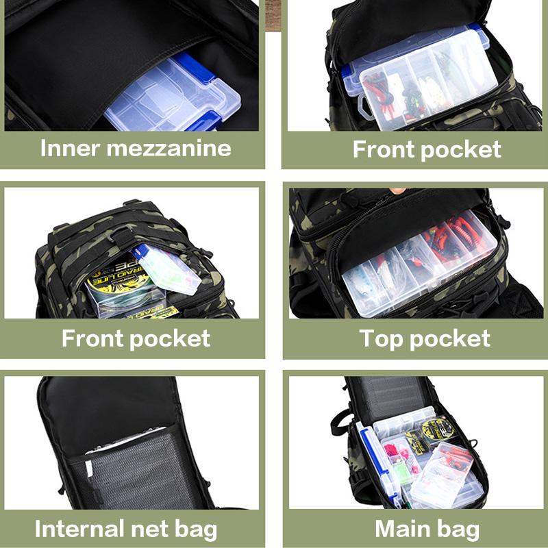 Fishing Bag Tactical Backpack Bait Lure Box Fishing Rod Reel Pouch Bags Fishing Tackle Accessory Bags Camping Shoulder Bag