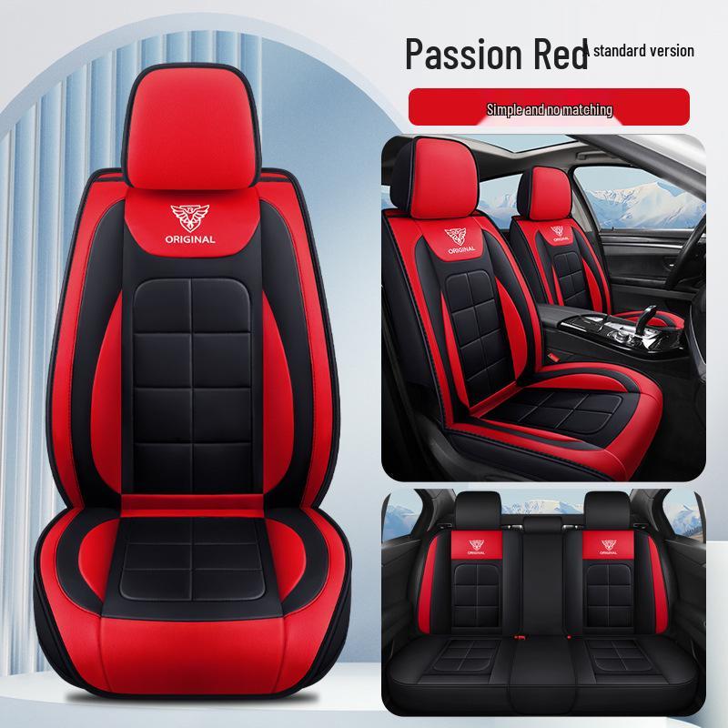 Universal Full-Surround Leather Car Seat Covers - Breathable, Wear-Resistant, Dirt-Resistant, Four-Season, for Five Seats.