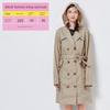 Fashion Retro Double Breasted Fitted Waist Trench Coat Raincoat Adult Women Outwear Poncho Mid Length Long Length Travel Big Belt