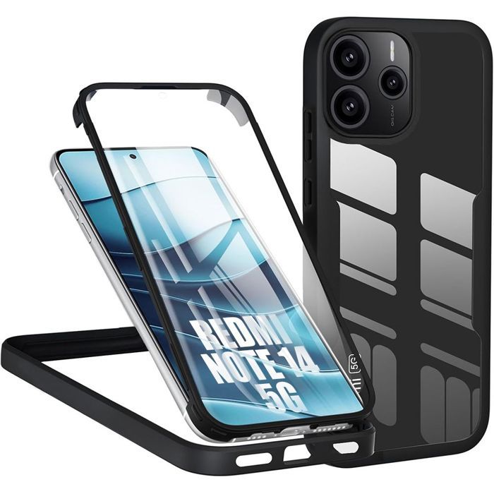Case for Xiaomi Redmi Note 14 5G (not for 4G) 360 Hybrid Protection - Black