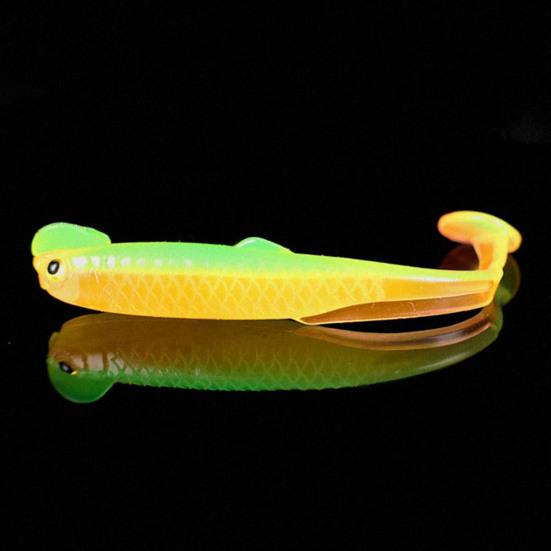 20 Pcs Fishing Lure 3D Artificial Fish with T Tail Flexible Fish Bait for Texas Jigs Wacky Hooks Outdoor Fishing