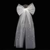 Koeran Styles White Tulle Veil With Beadwork Decors Bowknot Head Veil For Bride Bridesmaid And Special Celebration