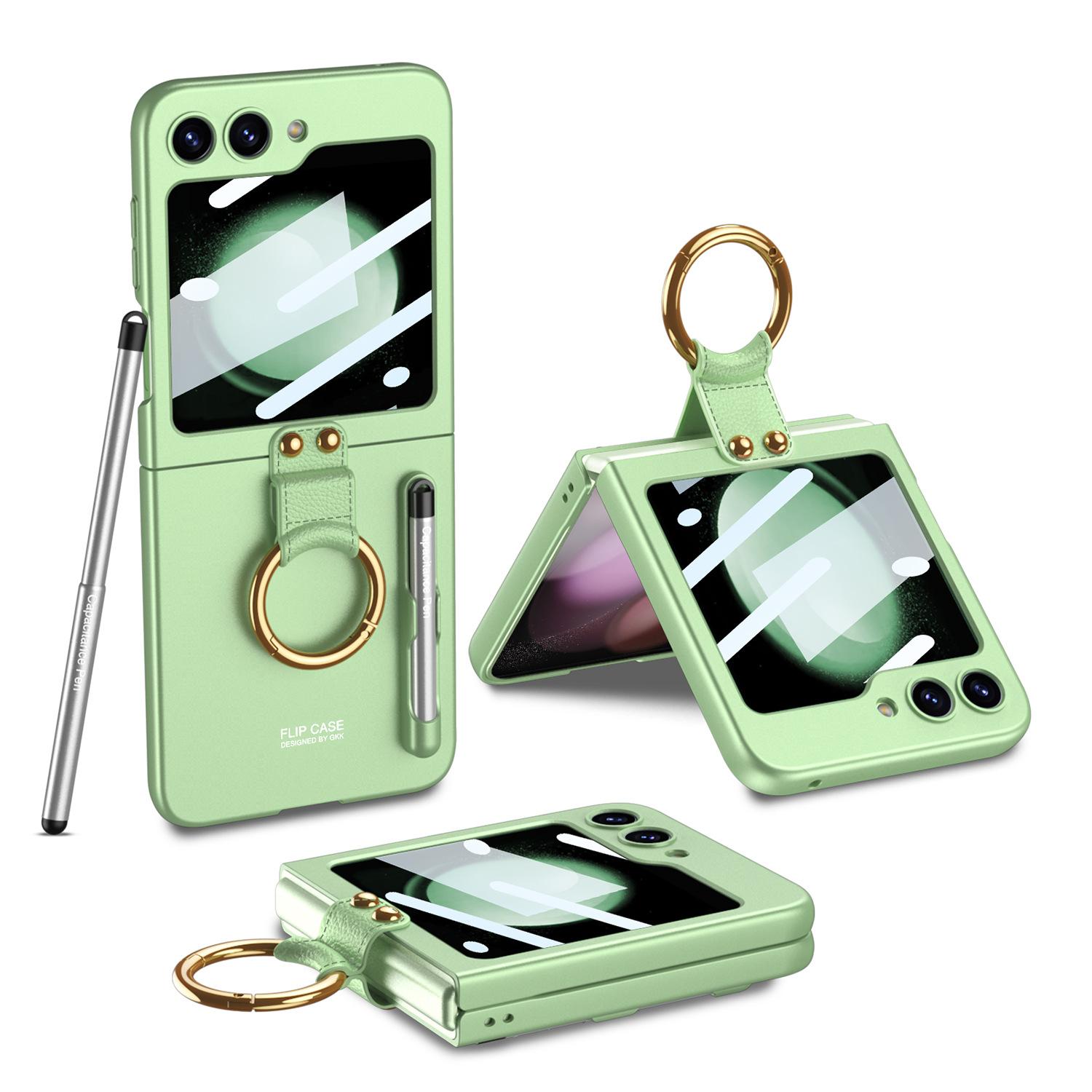 

Чехол для телефона Samsung Galaxy Z Flip 5 Flip5 5G с жестким корпусом и пластиковым кольцом, слот для ручки + емкостная ручка, противоударный чехол Galaxy Z Flip5
