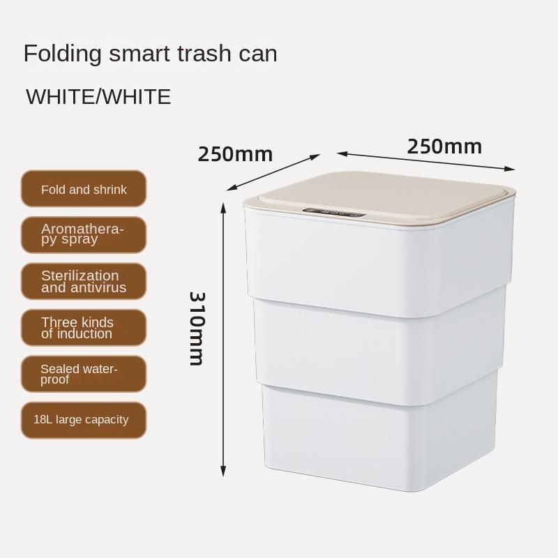 18Lnew Luminous Intelligent Automatic Induction Trash Can Kitchen Living Room Toilet Spray Disinfection Folding Storage Box Home